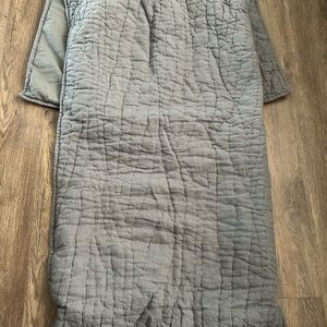 Pottery Barn Belgian Flax Linen Gray Quilted Shams